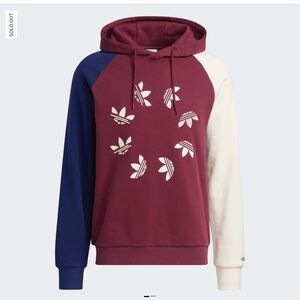 Adidas Victory Crimson L Bold Blocked Hoodie Sweatshirt Pullover